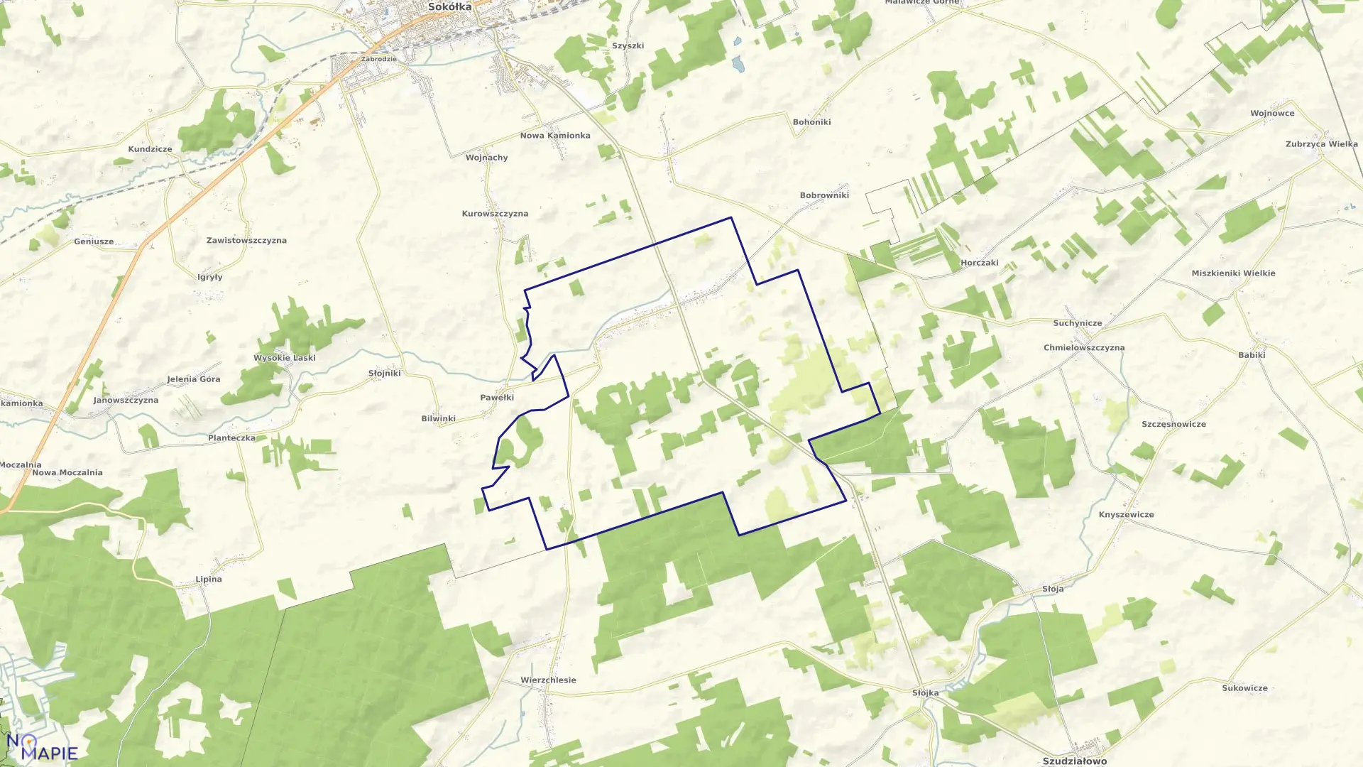 Mapa obrębu KAMIONKA STARA w gminie Sokółka