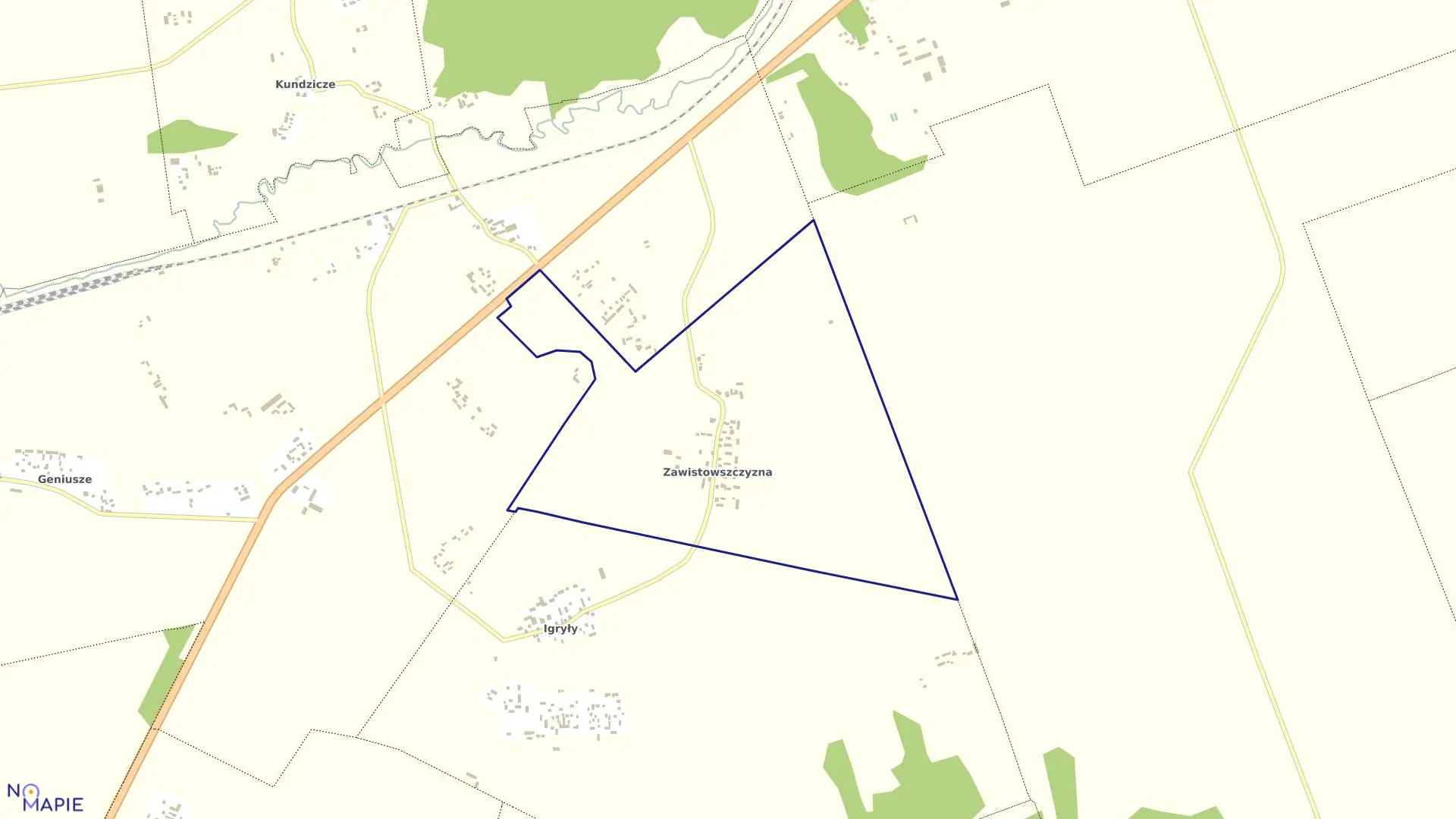 Mapa obrębu ZAWISTOWSZCZYZNA w gminie Sokółka